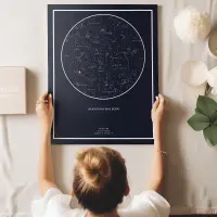 Person holding a personalised star map poster